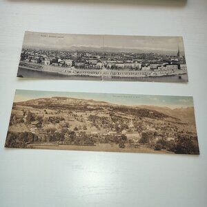 Rare Antique Panoramic Postcards Torino Italy Chexbres Switzerland Vintage